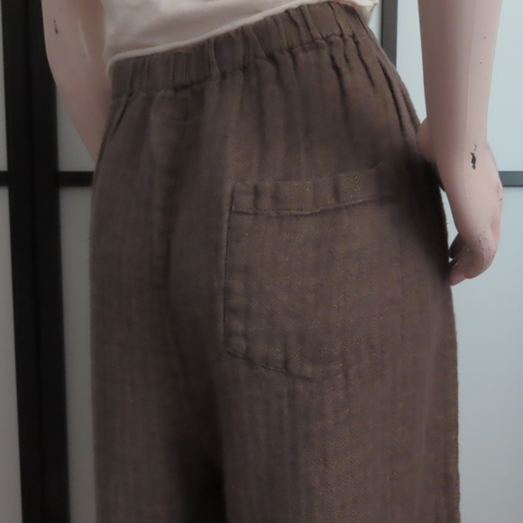 Flax Textured Linen Pants M Loose Fit Wide Leg Hem Ruffle - Picture 6 of 8
